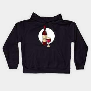 Wine Bottle and Glass Kids Hoodie